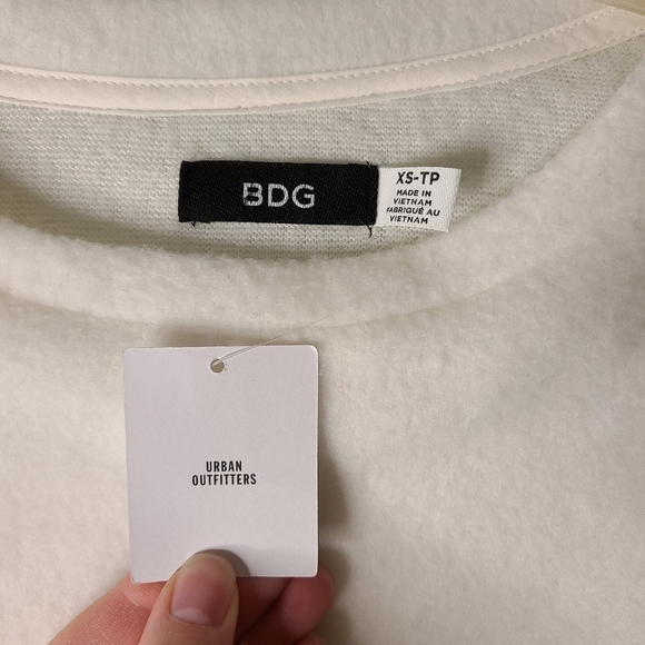 BDG Urban Outfitters White Crew Neck Pullover Sweater Size XS Side Zipper Fleece - Picture 7 of 10